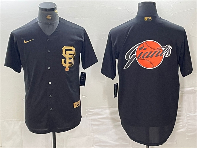 Men's San Francisco Giants Black Team Big Logo Cool Base Stitched Baseball Jersey